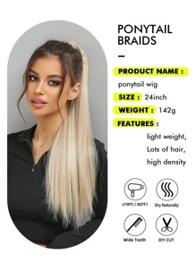 Long Straight Ponytail Synthetic Hair Extension - Piano Color - View 6