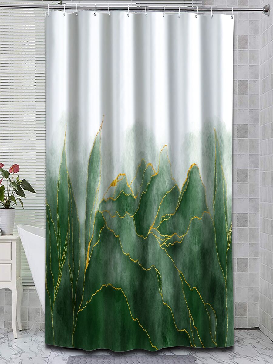 1pc Rèm tắm chống thấm in hình cây - Nhiều màu - Xem 1