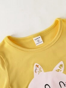 Toddler Girls Ditsy Floral & Cartoon Graphic Snug Fit PJ Set - Multicolor - View 8