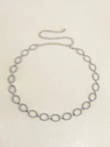 Oval Chain Belt - Silver - View 1