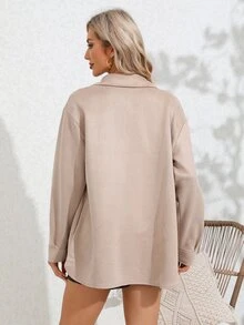 Abrigo de pana con bolsillo delantero - Albaricoque - Ver 2