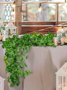 1/5/12 Stück Künstliche grüne Pflanzen Wand Hängende Reben Plastik Grüne Blatt Reben für Außenhof Garten Gartendekoration Zuhause Esszimmer Schlafzimmer Hintergrund Wand Ofen DIY Material Blumen Kranz Hochzeitsdekoration, Valentinstag, Herbst Neujahr Dekoration, Valentinstag, Geschenk