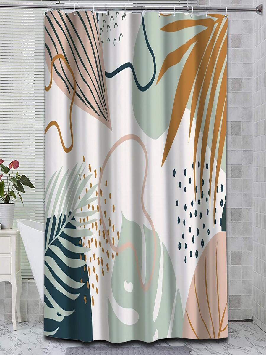 1入綠色植物淋浴簾 - 彩色 - 查看 1