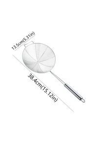 1 colador de acero inoxidable, cuchara de drenaje de cocina, colador de malla con mango largo para cocina - Plateado - Ver 3