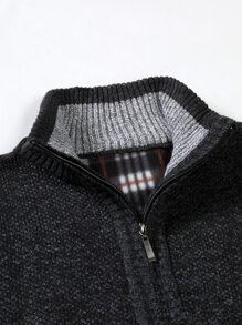 Manfinity Homme Hombres Jersey tejido jaspeado cremallera cuarta