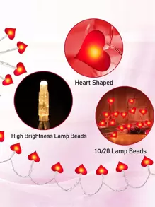 1入組10/20 LED1.5/3M愛心裝飾燈簾 - 紅色 - 查看 4