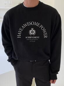 DAZY Men Letter Graphic Drop Shoulder Sweatshirt - Black - View 1