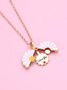 1入組小女孩可愛雛菊盒裝鋅合金吊墜項鍊，白色水滴形日常佩戴促銷