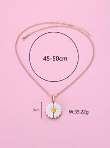 1入組小女孩可愛雛菊盒裝鋅合金吊墜項鍊，白色水滴形日常佩戴促銷
