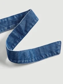 SHEIN MOD Hanky Hem Halter Denim Top - Medium Wash - View 4