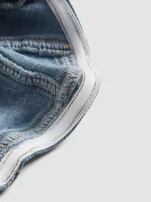 SHEIN MOD 緊身上衣抹胸牛仔上衣 - 淺色水洗藍 - 查看 4