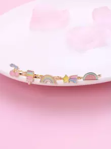 5pcs/set Girls' Rainbow Watermelon Cherry Zinc Alloy Colorful Oil Drop Shaped Cute Rings In Plastic Box, Suitable For Daily Wear - Multicolor - View 3