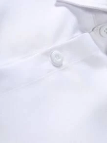 Manfinity Mode 男士素色前排扣襯衫 - 白色 - 查看 5