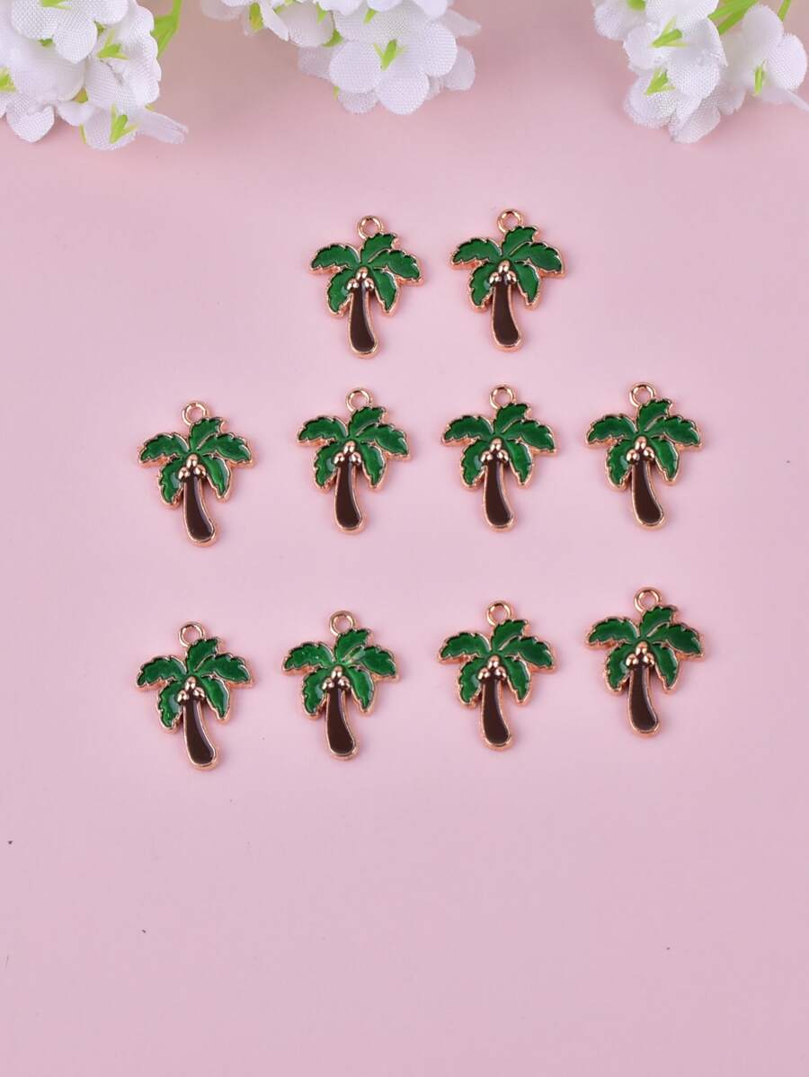 10pcs metal Palm Tree DIY Pendant - Multicolor - View 1