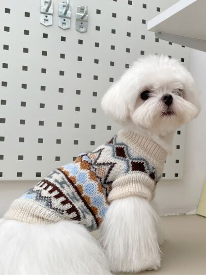 Geometric Pattern Pet Sweater