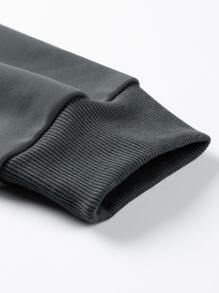 Manfinity Homme Sudadera Holgada De Mangas Raglán Con Parche De Letra Y Detalles De Contraste Para Hombre - Gris Oscuro - Ver 3