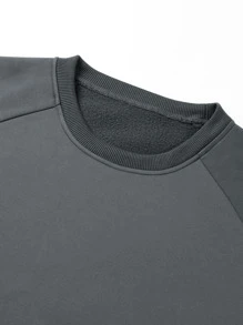 Manfinity Homme Sudadera Holgada De Mangas Raglán Con Parche De Letra Y Detalles De Contraste Para Hombre - Gris Oscuro - Ver 7