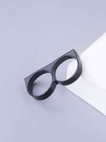 時尚流行男士簡約手套戒指合金，適合珠寶禮物和時尚外觀 - 黑色 - 查看 1