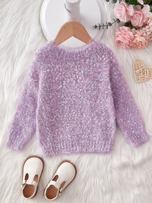 Toddler Girls Marled Knit Jumper - Purple - View 2