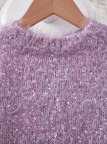 Toddler Girls Marled Knit Jumper - Purple - View 4