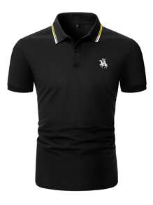 Manfinity Men Horse Print Polo Shirt - Black - View 4