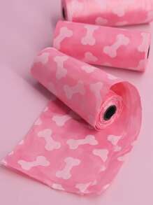 Supet 3rolls Bone Pattern Pet Poopbag With 1pc Poopbag Dispenser - Pink - View 4