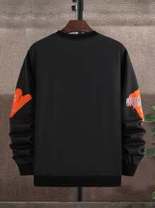 Manfinity Men Letter Graphic Sweatshirt - Black - View 2