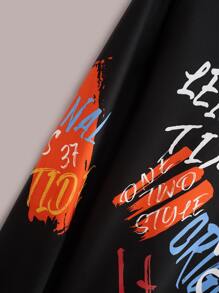 Manfinity Men Letter Graphic Sweatshirt - Black - View 3