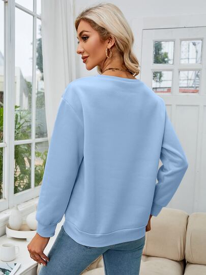 SHEIN LUNE Sudadera con estampado de corazón y slogan con forro térmico