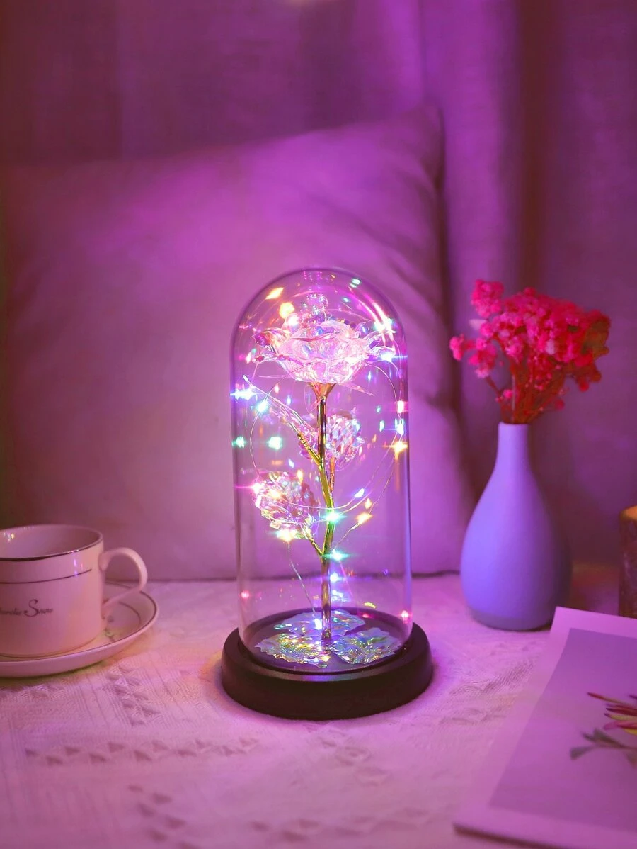 1pc Flower Detail Decoration Light, Rose Insert LED Colorful Light For Home Decor - Multicolor - View 1
