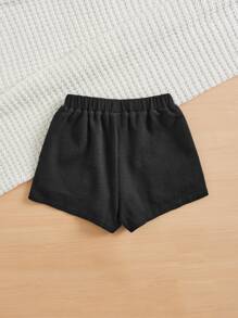 SHEIN Girls Reflective Butterfly Print Shorts - Black - View 2