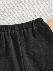 SHEIN Girls Reflective Butterfly Print Shorts - Black - View 3