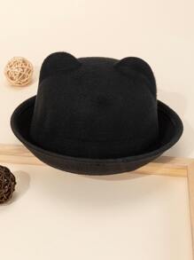Cartoon Ear Decor Fedora Hat - Black - View 2