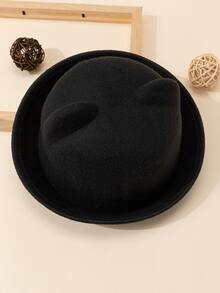 Cartoon Ear Decor Fedora Hat - Black - View 3