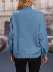 SHEIN LUNE Casual Eenkleurig Trui Kabel-knit Ruwe hem