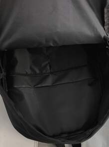 Minimalist Zipper Functional Backpack - Black - View 6