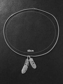 Vòng cổ lông vũ thời trang và phổ biến dành cho nam bằng thép không gỉ để làm quà tặng trang sức và cho vẻ ngoài sành điệu - Bạc - Xem 3