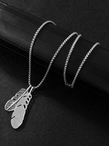 Vòng cổ lông vũ thời trang và phổ biến dành cho nam bằng thép không gỉ để làm quà tặng trang sức và cho vẻ ngoài sành điệu - Bạc - Xem 4