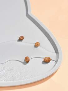 1pc Cartoon Design Pet Placemat, Pet Food Mat For Dog & Cat, Waterproof Pet Feeding Mat, Non Slip Cat Food Mat, Dog Water Bowl Pad - Grey - View 4