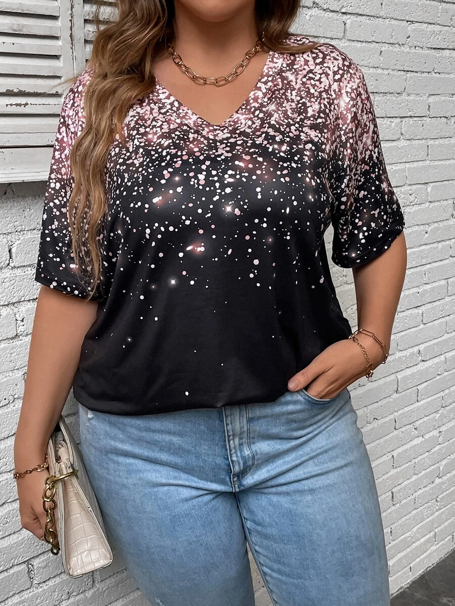 SHEIN LUNE Plus Dalmatian Print Tee - Multicolor - View 1