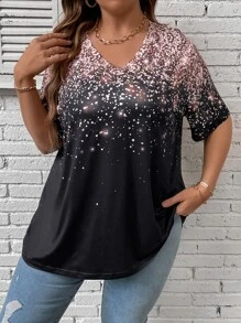 SHEIN LUNE Plus Dalmatian Print Tee - Multicolor - View 3