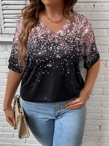 SHEIN LUNE Plus Dalmatian Print Tee - Multicolor - View 4