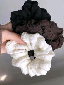 3pcs Solid Scrunchies For Daily Hair Styling, Suitable For Travel, Hair Accessories - Multicolor - View 1