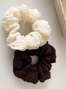 3pcs Solid Scrunchies For Daily Hair Styling, Suitable For Travel, Hair Accessories - Multicolor - View 2