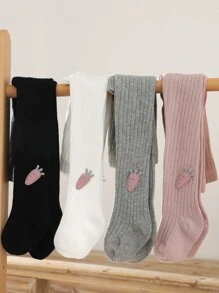 4pcs Baby Girls' Carrot Decoration Striped Tights