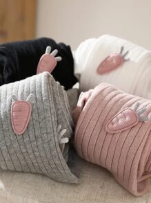 4pcs Baby Girls' Carrot Decoration Striped Tights