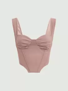 SHEIN MOD Top pecho con fruncido bajo irregular ancho con tira - Rosa vieja - Ver 1