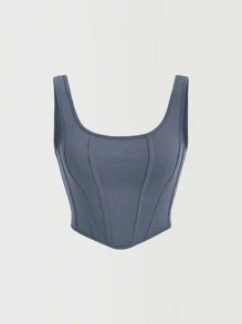 SHEIN MOD Top tank unicolor de cuello scoop - Neblina azul - Ver 1