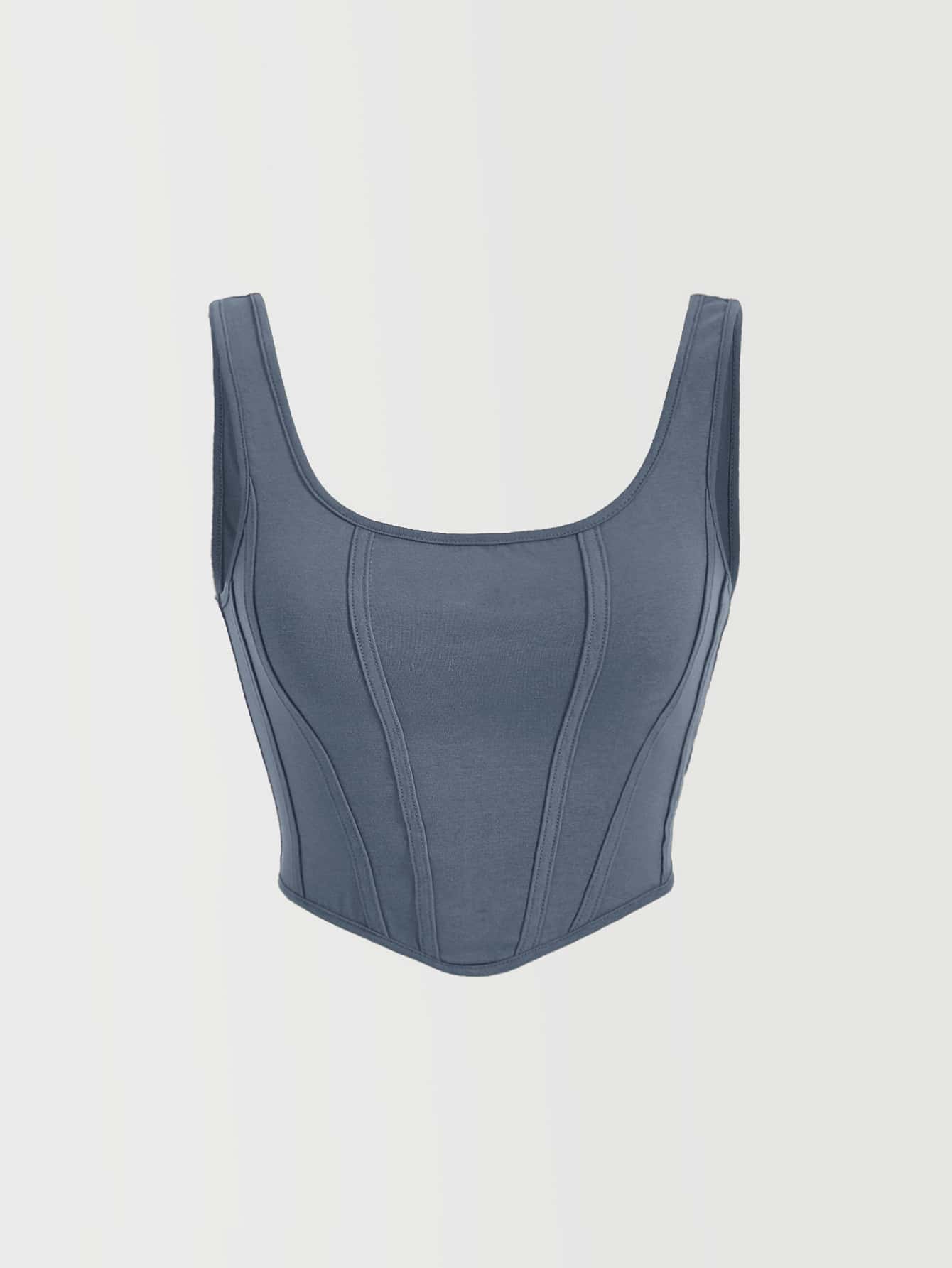 SHEIN MOD Top tank unicolor de cuello scoop - Neblina azul - Ver 1