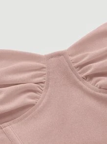 SHEIN MOD Top pecho con fruncido bajo irregular ancho con tira - Rosa vieja - Ver 3